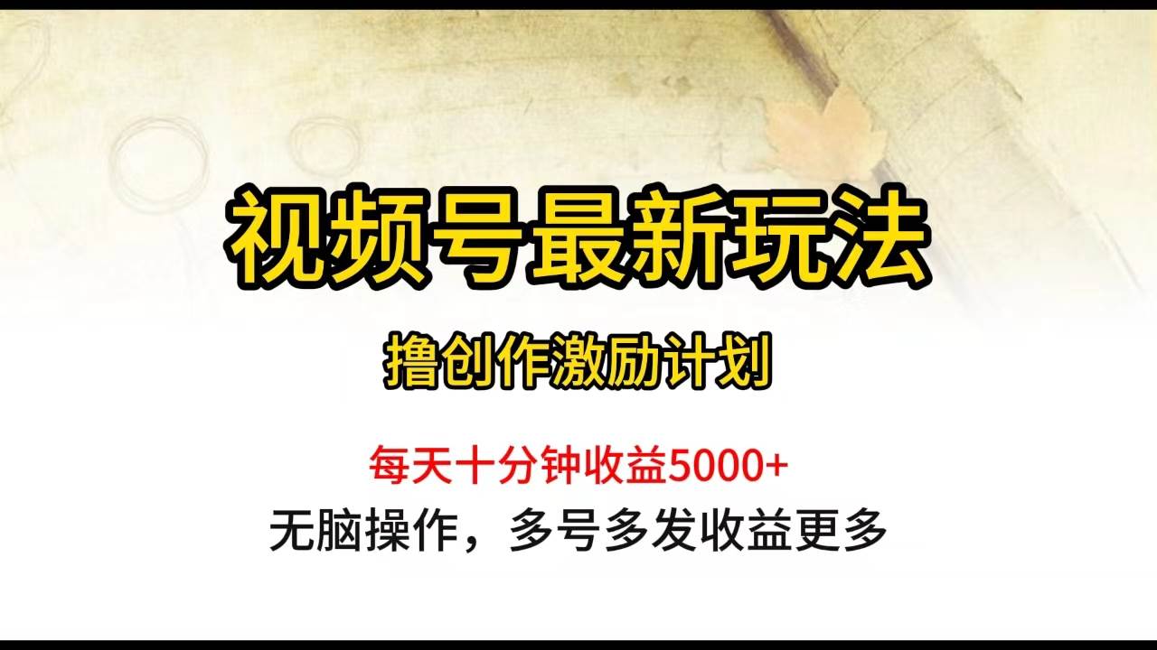 视频号最新玩法，每日一小时月入5000+-牵机网