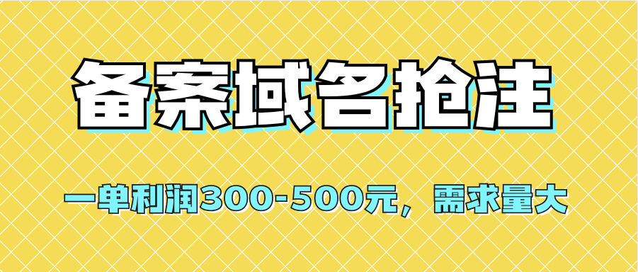 【全网首发】备案域名抢注，一单利润300-500元，需求量大-牵机网