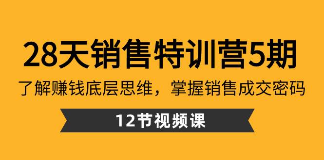 28天·销售特训营5期：了解赚钱底层思维，掌握销售成交密码（12节课）-牵机网