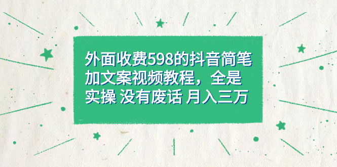 外面收费598抖音简笔加文案教程，全是实操 没有废话 月入三万（教程+资料）-牵机网