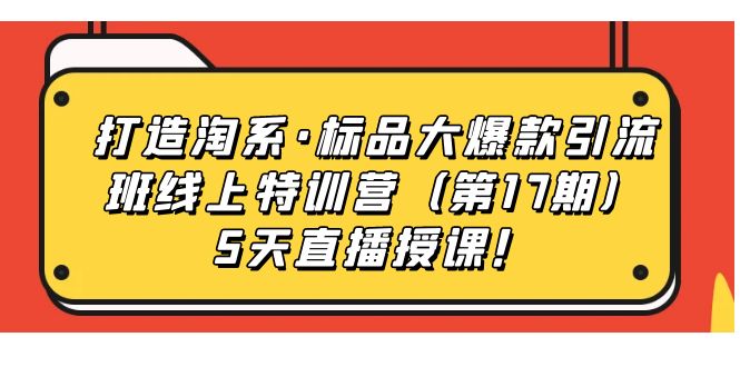 打造淘系·标品大爆款引流班线上特训营5天直播授课！-牵机网