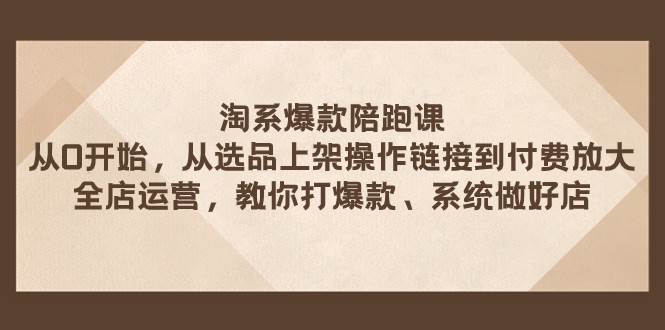 淘系爆款陪跑课 从选品上架操作链接到付费放大 全店运营 打爆款 系统做好店-牵机网
