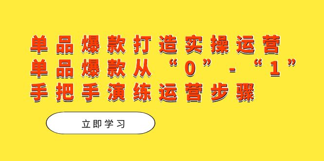 单品爆款打造实操运营，单品爆款从“0”-“1”手把手演练运营步骤-牵机网