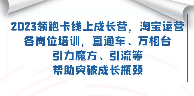 2023领跑·卡 线上成长营 淘宝运营各岗位培训 直通车 万相台 引力魔方 引流-牵机网