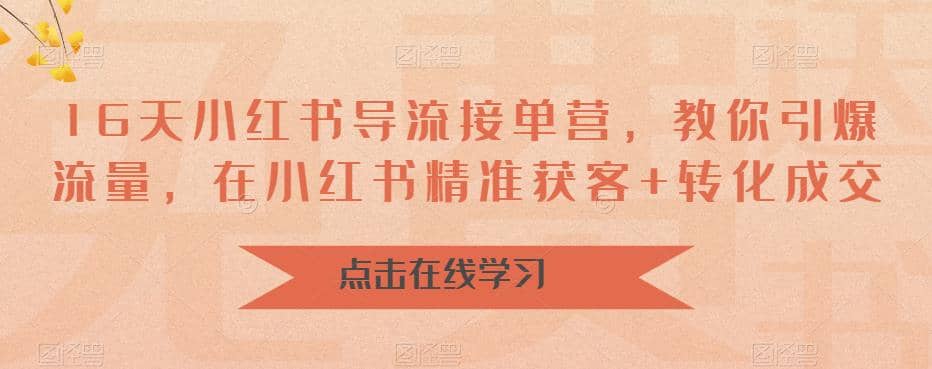 16天-小红书 导流接单营，教你引爆流量，在小红书精准获客+转化成交-牵机网