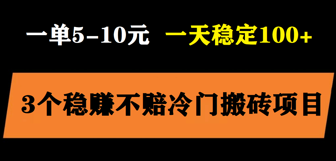 3个最新稳定的冷门搬砖项目，小白无脑照抄当日变现日入过百-牵机网