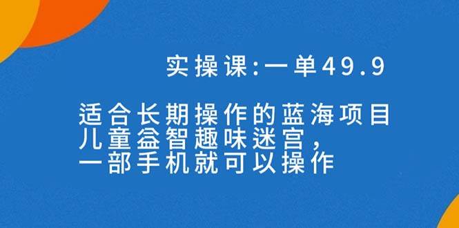 一单49.9长期蓝海项目，儿童益智趣味迷宫，一部-牵机网