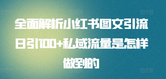 全面解析小红书图文引流日引100私域流量是怎样做到的-牵机网