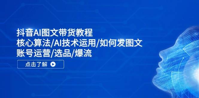 抖音AI图文带货教程：核心算法/AI技术运用/如何发图文/账号运营/选品/爆流-牵机网