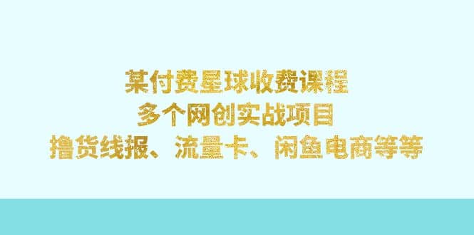 某付费星球课程：多个网创实战项目，撸货线报、流量卡、闲鱼电商等等-牵机网