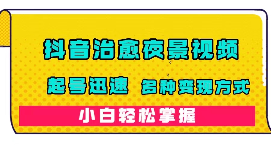 抖音治愈系夜景视频，起号迅速，多种变现方式，小白轻松掌握（附120G素材）-牵机网
