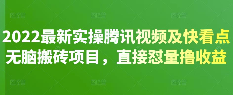 2022最新实操腾讯视频及快看点无脑搬砖项目，直接怼量撸收益-牵机网