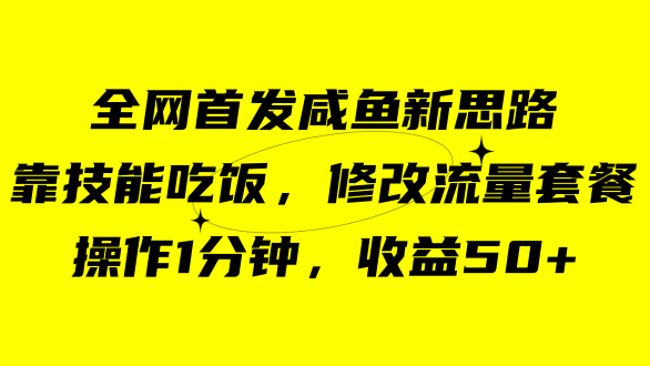 咸鱼冷门新玩法，靠“技能吃饭”，修改流量套餐，操作1分钟，收益50+-牵机网