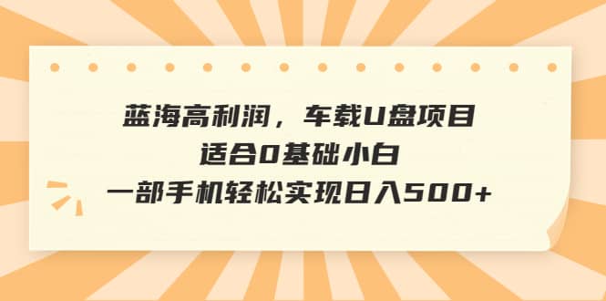 蓝海高利润，车载U盘项目，适合0基础小白，一部手机轻松实现日入500+-牵机网