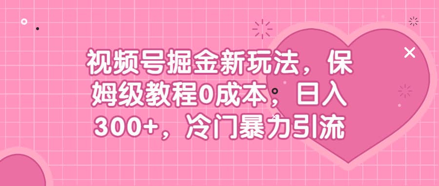 视频号掘金新玩法，保姆级教程0成本，日入300+，冷门暴力引流-牵机网