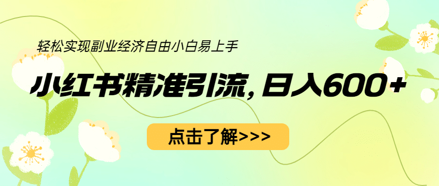 小红书精准引流，小白日入600+，轻松实现副业经济自由（教程+1153G资源）-牵机网