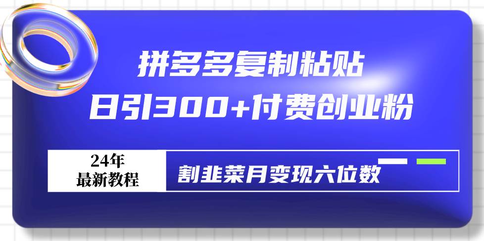 拼多多复制粘贴日引300+付费创业粉，割韭菜月变现六位数最新教程！-牵机网