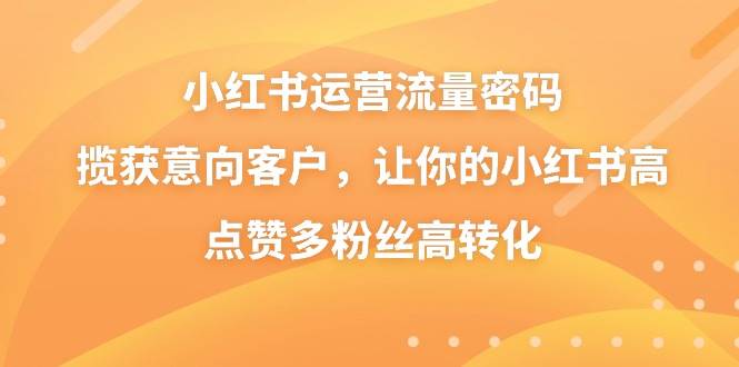 小红书运营流量密码，揽获意向客户，让你的小红书高点赞多粉丝高转化-牵机网
