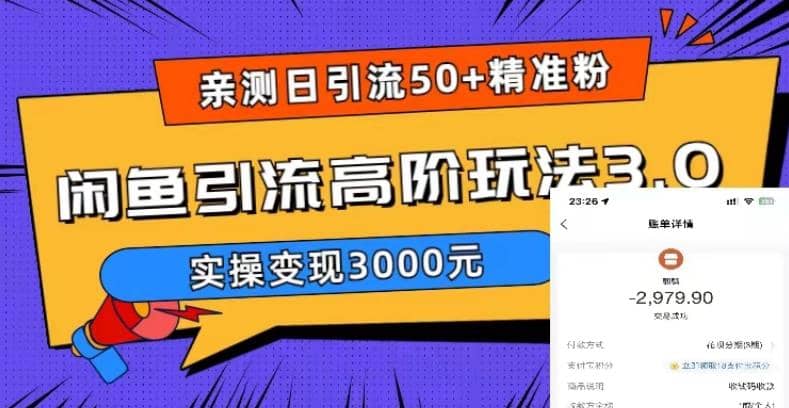 实测日引50+精准粉，闲鱼引流高阶玩法3.0，实操变现3000元-牵机网