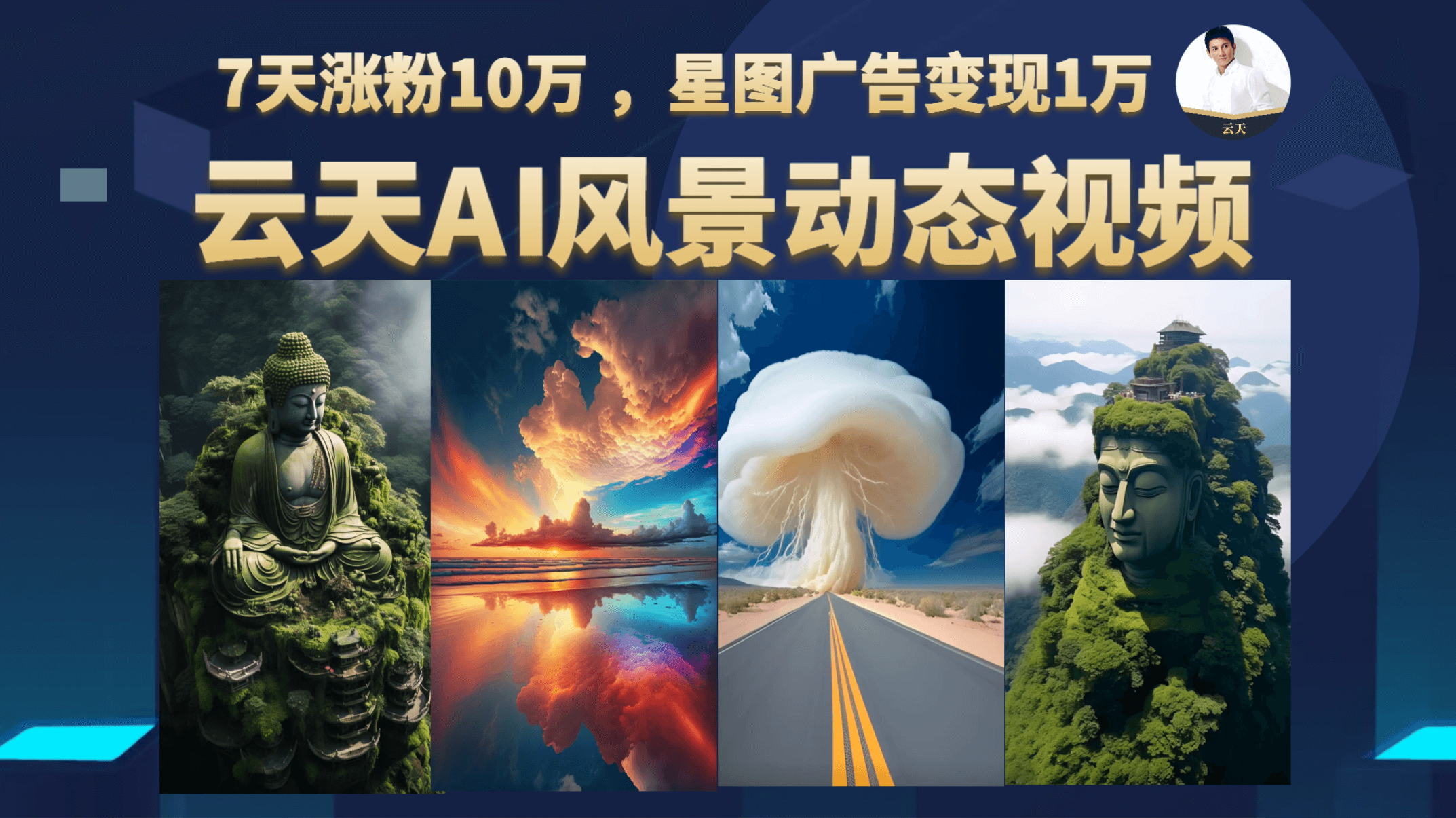 云天AI风景动图视频制作，7天涨粉10万 ，星图广告变现1万-牵机网