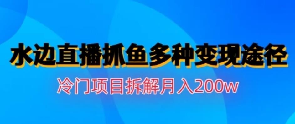 水边直播抓鱼，多种变现途径冷门项目，月入200w拆解【揭秘】-牵机网