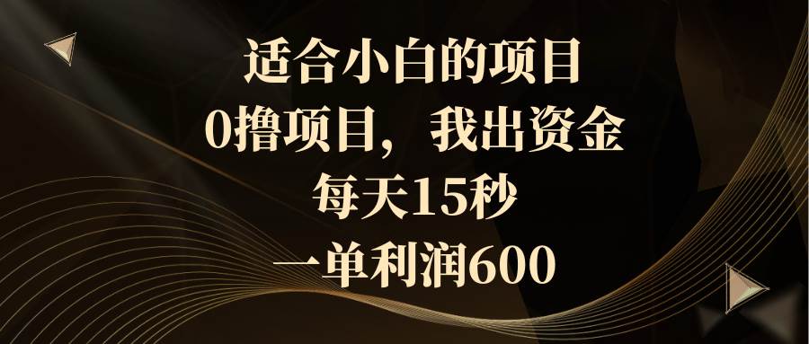 适合小白的项目，0撸项目，我出资金，每天15秒，一单利润600-牵机网