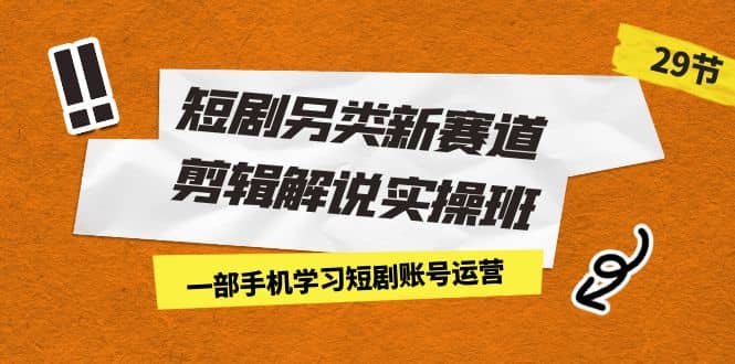 短剧另类新赛道剪辑解说实操班：一部手机学习短剧账号运营（29节 价值500）-牵机网