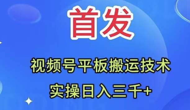 全网首发：视频号平板搬运技术，实操日入三千＋-牵机网