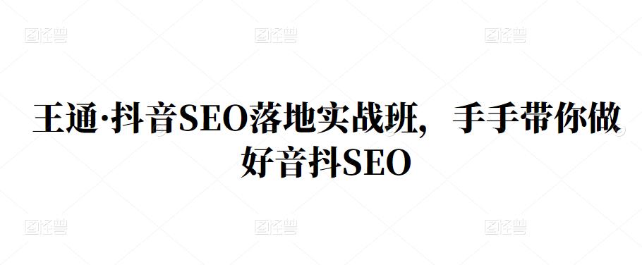 王通·抖音SEO落地实战班，手‬手带你做好音抖‬‬SEO-牵机网