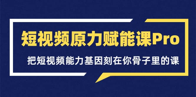 短视频原力赋能课Pro，把短视频能力基因刻在你骨子里的课（价值4999元）-牵机网