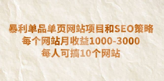 暴利单品单页网站项目和SEO策略 每个网站月收益1000-3000 每人可搞10个-牵机网