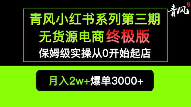 小红书无货源电商爆单终极版【视频教程+实战手册】保姆级实操从0起店爆单-牵机网