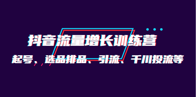 月销1.6亿实操团队·抖音流量增长训练营：起号、选品排品、引流 千川投流等-牵机网