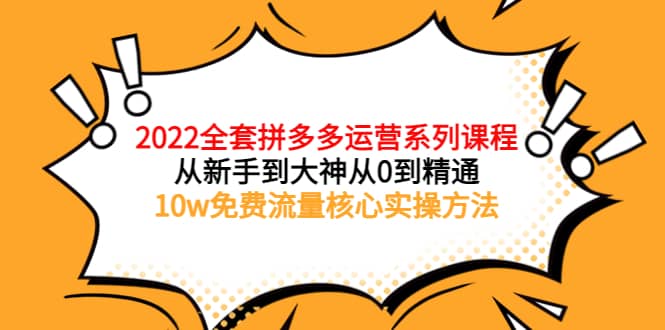 2022全套拼多多运营课程，从新手到大神从0到精通，10w免费流量核心实操方法-牵机网