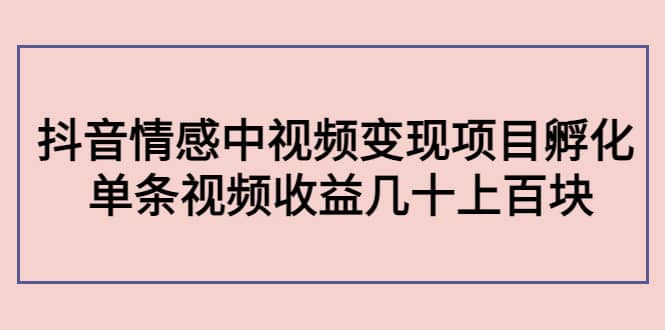 抖音情感中视频变现项目孵化-牵机网