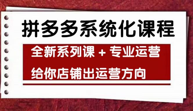 车神陪跑，拼多多系统化课程，全新系列课+专业运营给你店铺出运营方向-牵机网