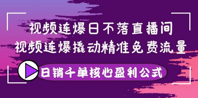 视频连爆日不落直播间，视频连爆撬动精准免费流量，日销千单核心盈利公式-牵机网