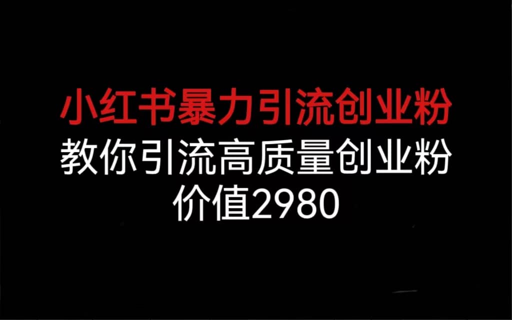 小红书暴力引流创业粉，教你引流高质量创业粉，价值2980-牵机网