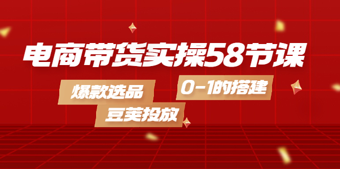 电商带货实操58节课，爆款选品，豆荚投放，0-1的搭建-牵机网