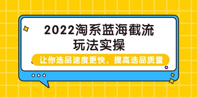 2022淘系蓝海截流玩法实操：让你选品速度更快，提高选品质量（价值599）-牵机网