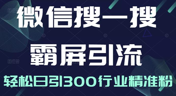 微信搜一搜霸屏引流课，打造被动精准引流系统，轻松日引300行业精准粉【无水印】-牵机网
