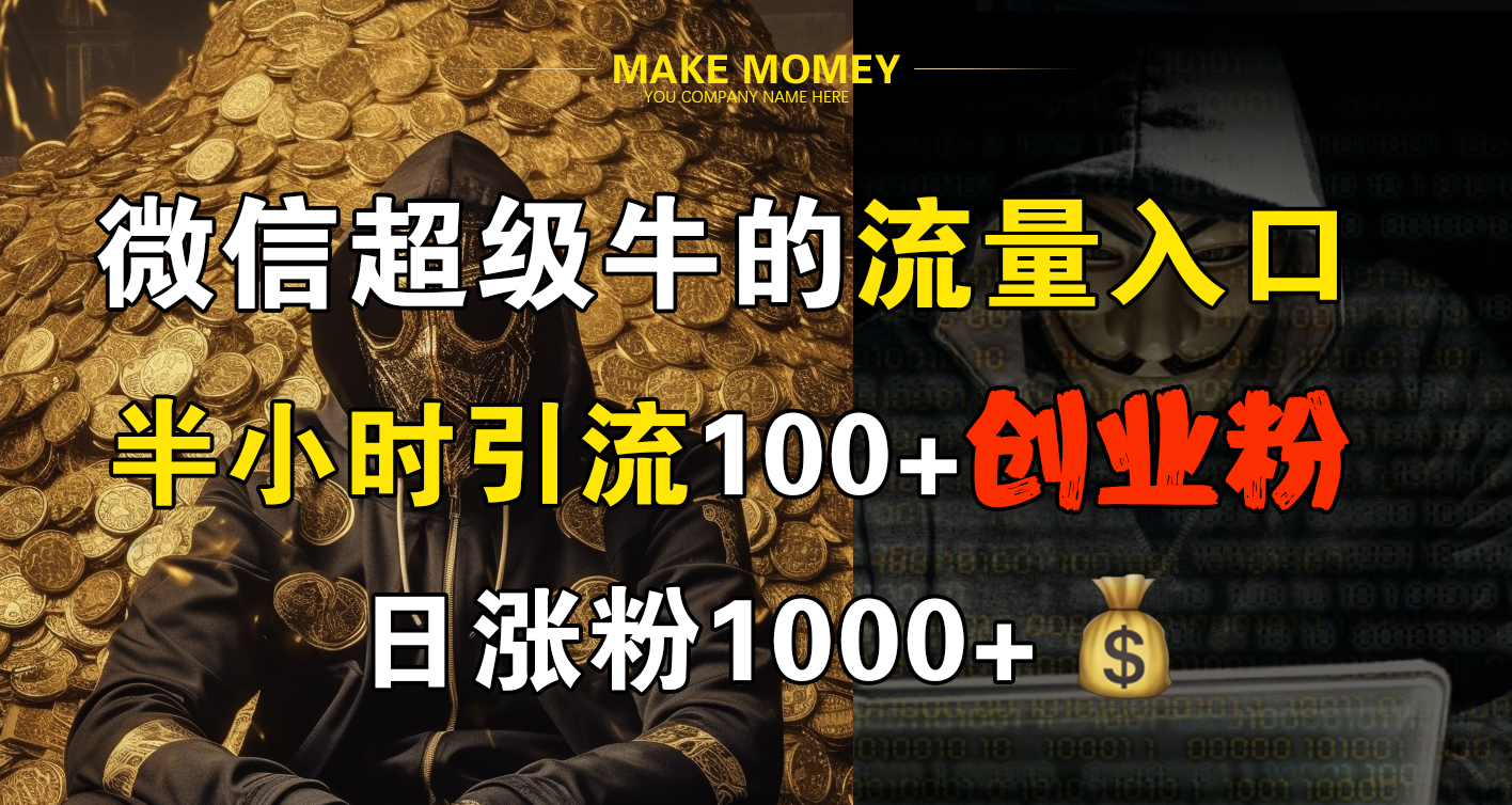 微信超级牛的流量入口，半小时引流100+创业粉，日涨粉1000+-牵机网