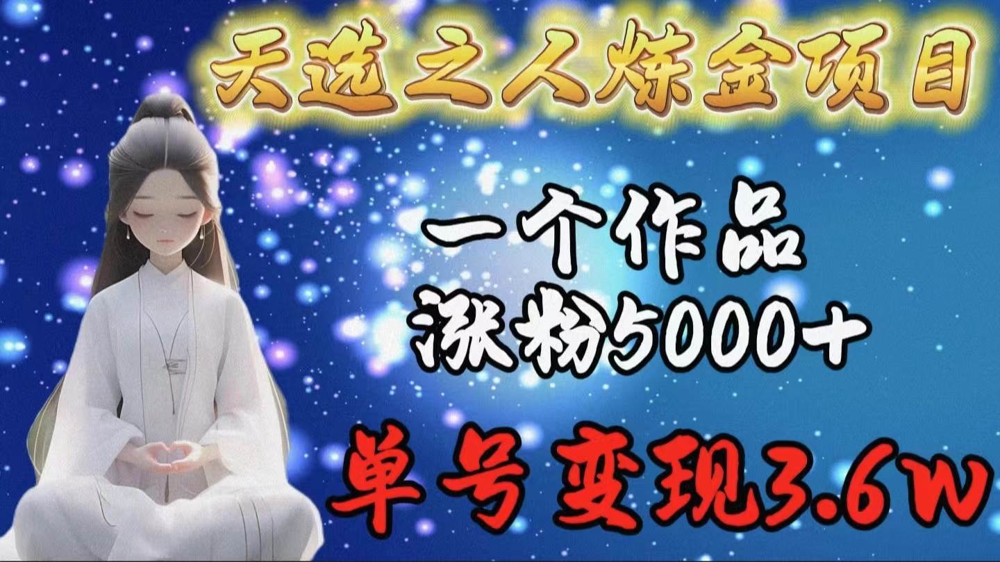 天选之人炼金项目，一个作品涨粉5000+，单号变现3.6w-牵机网