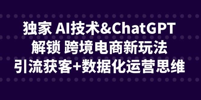 独家 AI技术ChatGPT解锁 跨境电商新玩法，引流获客+数据化运营思维-牵机网