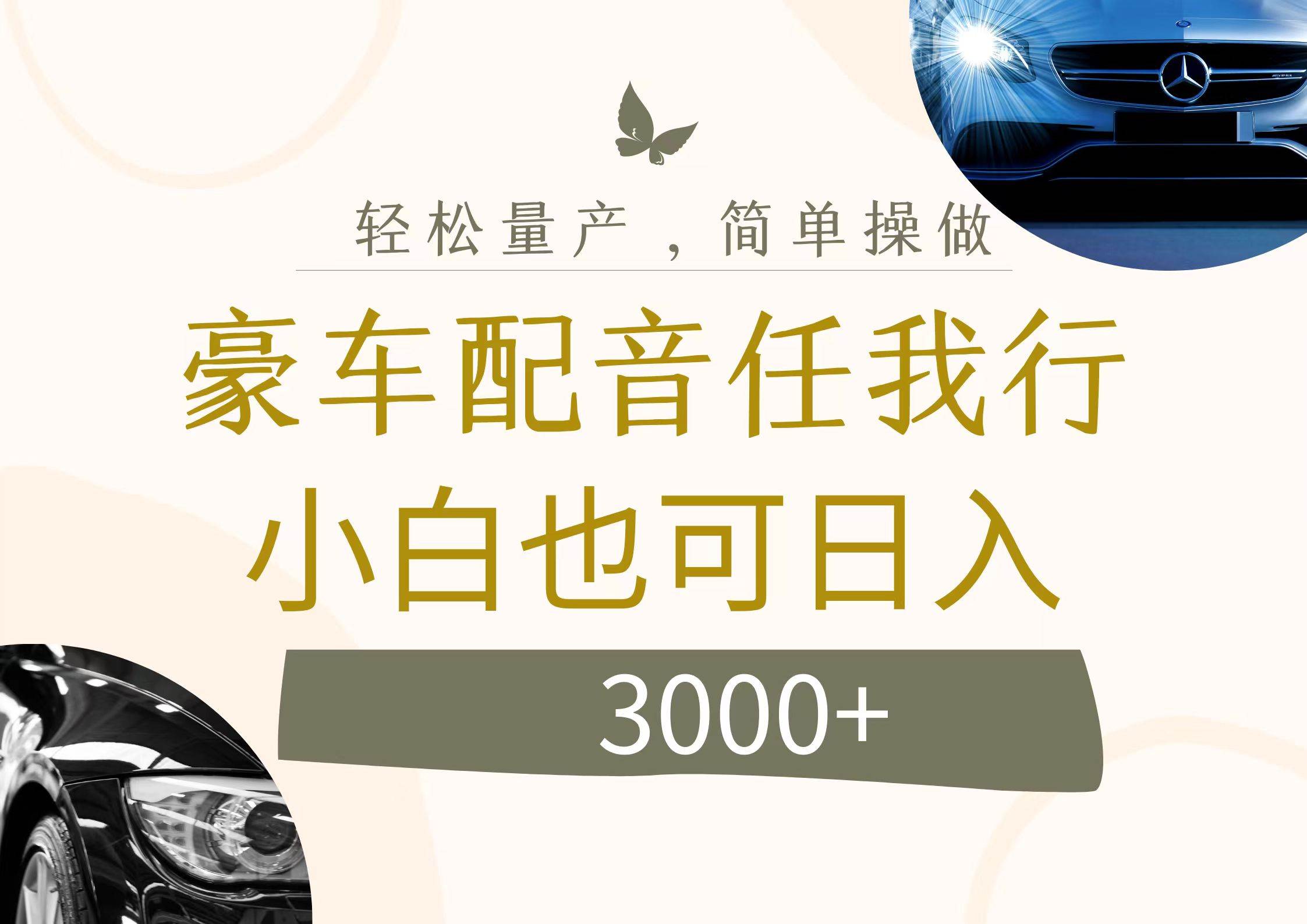 不为人知的暴力小项目，豪车配音，日入3000+-牵机网
