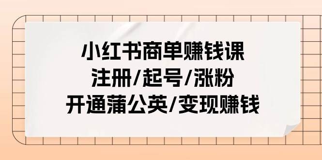 小红书商单赚钱课：注册/起号/涨粉/开通蒲公英/变现赚钱（25节课）-牵机网