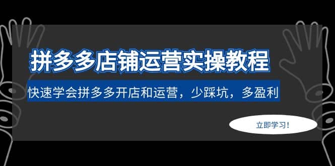 拼多多店铺运营实操教程：快速学会拼多多开店和运营，少踩坑，多盈利-牵机网