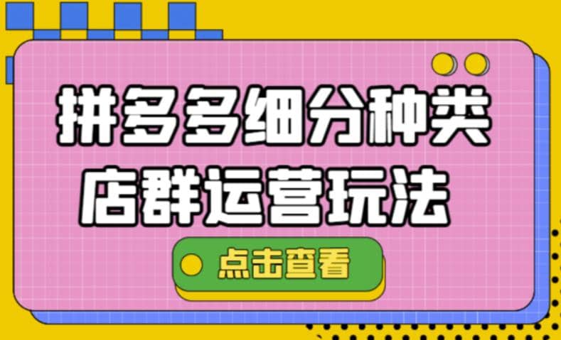 拼多多细分种类店群运营玩法3.0，11月最新玩法，小白也可以操作-牵机网