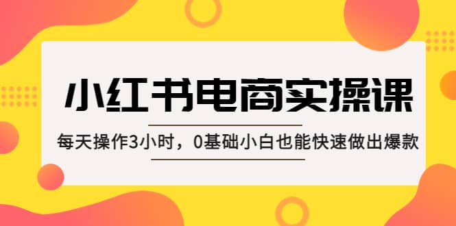 小红书·电商实操课：每天操作3小时，0基础小白也能快速做出爆款-牵机网