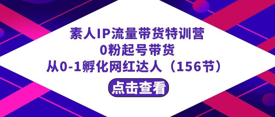 繁星·计划素人IP流量带货特训营：0粉起号带货 从0-1孵化网红达人（156节）-牵机网